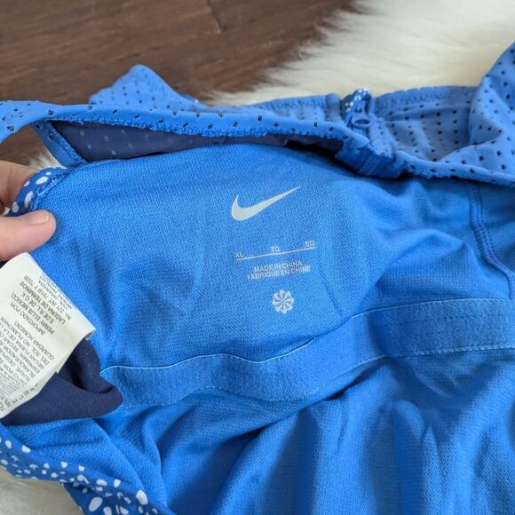 NWOT Nike Water Dots Women's Keyhole Back One Piece Blue Polka Dot Zip XL - Picture 8 of 9